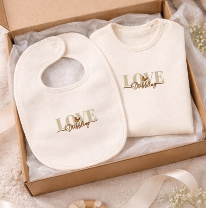 Bib & Sweatshirt combo gift wrapped in a box
