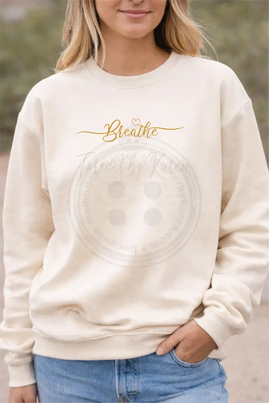 Cotton Sweatshirt - Breathe with heart brown logo. Gift wrapped in a box.