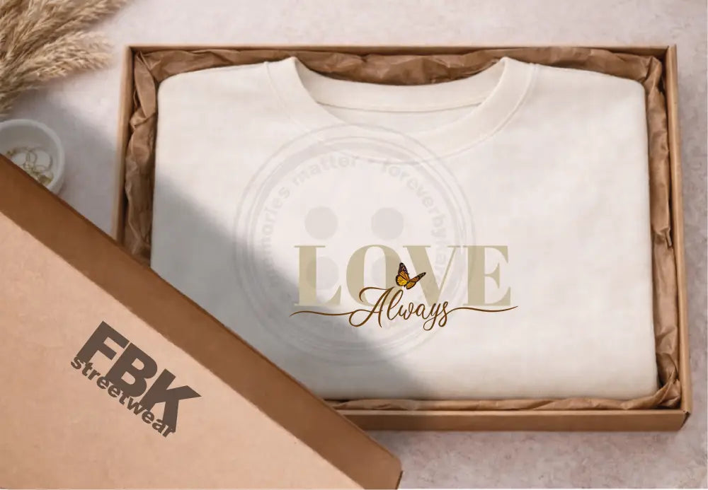 Cotton Sweatshirt - Love Always logo. Gift wrapped in a box.