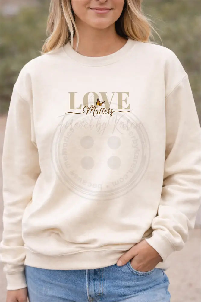 Cotton Sweatshirt - Love Matters logo. Gift wrapped in a box.